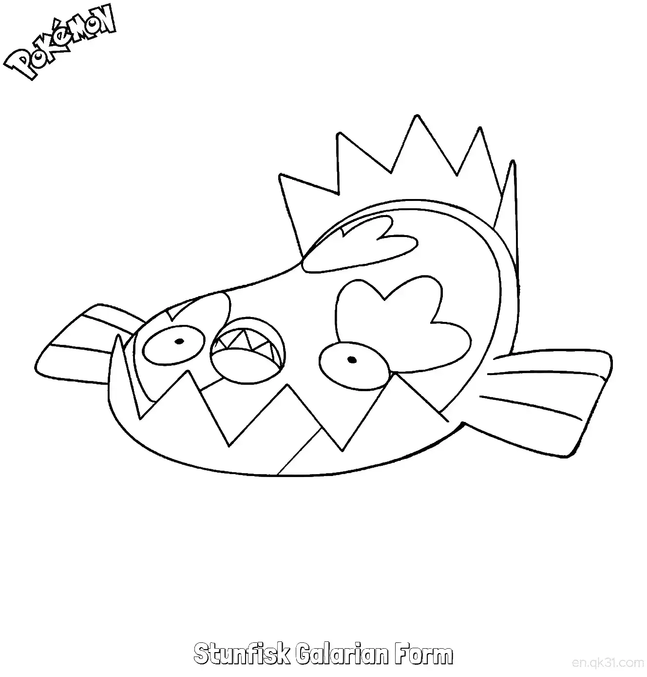 泥巴鱼 伽勒尔的样子简笔画 - 免费可打印宝可梦简笔画简笔画涂色画 – 为儿童和成人提供的免费可打印简笔画涂色画